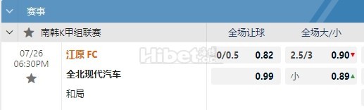 韩职联 07/26 18:30 江原FC - 全北现代