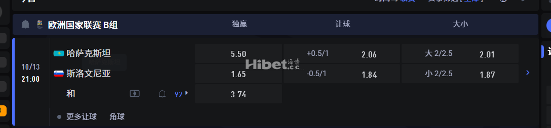 欧洲国家联赛 B组 哈萨克斯坦VS 斯洛文尼亚