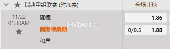 瑞典甲保 01:30  隆德斯[瑞典乙南2] - 奥斯特桑斯[14]